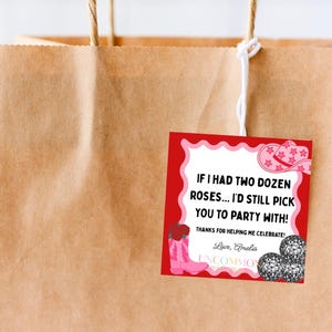Two Dozen Roses Bag Tag, Two Dozen Roses Party Favor, Two Dozen Roses Birthday Theme, Printable Party Favor Tag