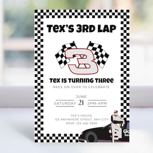 Dale Earnhardt Birthday Invite, Third Lap Birthday Invitation, Shifting To 3rd, NASCAR Birthday, 3rd Birthday Invite, Printable Invitation