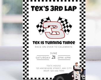 Dale Earnhardt Birthday Invite, Third Lap Birthday Invitation, Shifting To 3rd, NASCAR Birthday, 3rd Birthday Invite, Printable Invitation