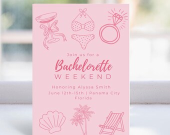 Last Toast On The Coast, Bachelorette Invite, Elegant Printable Design, Coquette Bridal Shower, Bachelorette Weekend