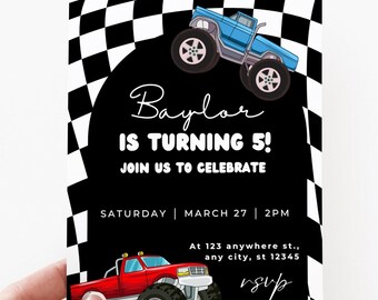 Monster Jam Birthday Invitation, Monster Truck Party, Boom Crash, Monster Truck Bash, Printable Invitation