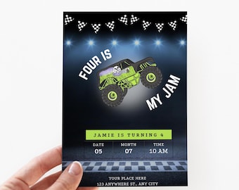 Monster Jam Birthday, Monster Jam Invite, Boom Crash, Monster Truck Bash, Printable Invitation, Grave Digger Birthday Invitation