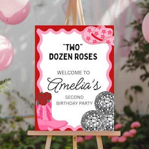 Two Dozen Roses Welcome Sign, Two Dozen Roses Birthday, Country Music Birthday, Printable, 2nd Birthday Party,