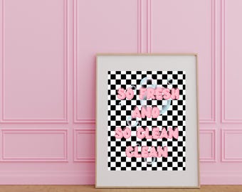 So Fresh and So Clean Wall Art, Maximalist College Wall Art, Retro Dopamine Decor Poster, Dorm Room, Trendy Wall Art, Rap Lyrics, Printable