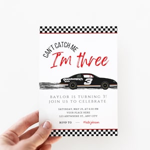 Dale Earnhardt Party Invite, Third Lap Birthday Invitation, Shifting To 3rd, NASCAR Birthday, 3rd Birthday Invite, Printable, Can&#39;t Catch Me