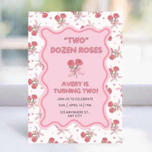 Two Dozen Roses Birthday Invitation, 2nd Birthday Party, 2 Dozen Roses Birthday, Country Music Birthday Invite, Printable