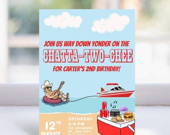 Chattatwochee Birthday Invite, Alan Jackson Birthday, Chattahoochee Birthday, Chatt-two-chee, Printable Invitation