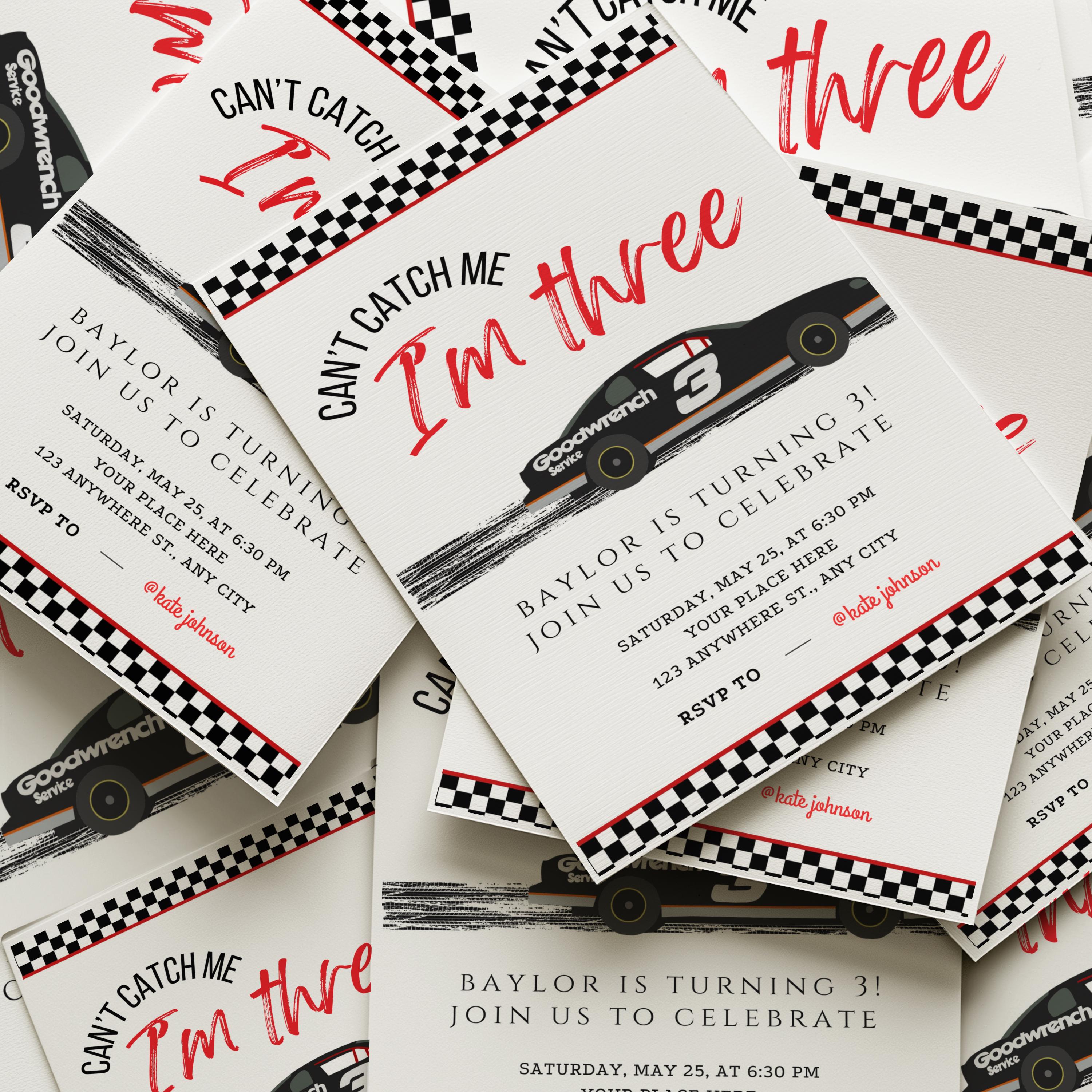 Dale Earnhardt Party Invite, Third Lap Birthday Invitation, Shifting to ...