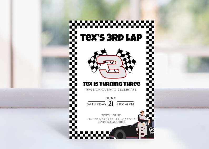 Dale Earnhardt Birthday Invite, Third Lap Birthday Invitation, Shifting ...