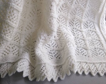 Stunning Organic Cotton Hand Knit Baby Blanket