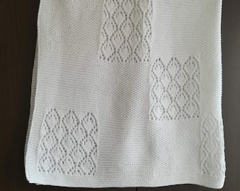 Patchwork style Hand Knit baby blanket