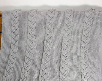 Cable hand knit baby blanket