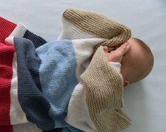 Easy care 100% hand knit baby blanket