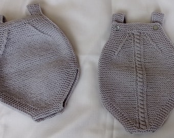 Hand-knitted baby romper, size up to 5 months