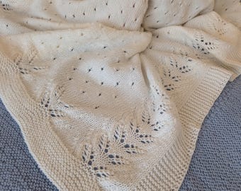 Lace 100% Hand-Knitted Baby Blanket