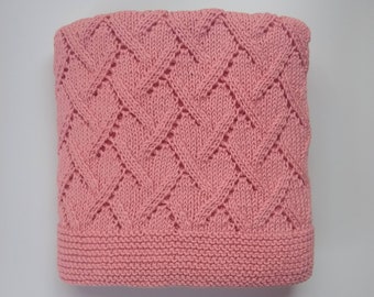 Pure Cotton 100% Hand-Knit Baby Blanket