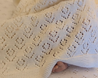 Lace Floral Openwork Cotton Baby Blanket
