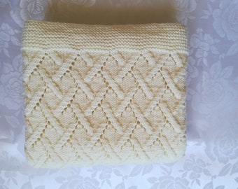 Pure Merino Hand knitted baby blanket