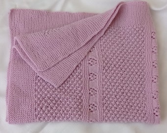 Fine Merino 100% hand knitted baby blanket