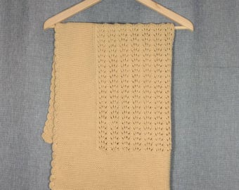 Ready to ship hand knitted baby blanket - Caramel blanket Lace pattern Lace blanket