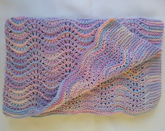 Soothing Waves Hand knitted baby blanket