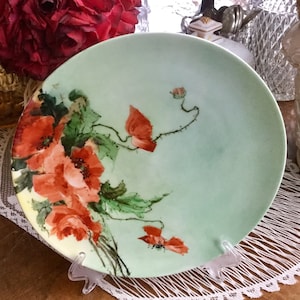 Limoges Haviland France Cabinet Plate Red Poppy Flowers