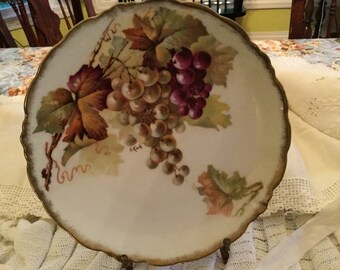 J&C Jaeger Bavaria Plate Bunches of Grapes Vineyard Signed Plate Collectable