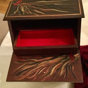 Jewelry Box Wood Vintage Refurbished Hand Painted