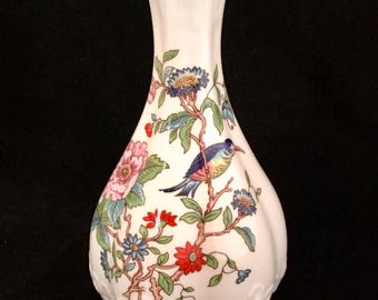 VIntage Aynsley English Fine Bone China Pembroke Design Flowers & Birds 7&quot; Vase