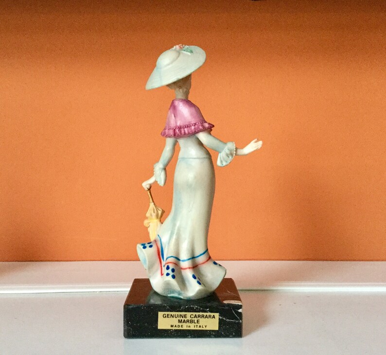 Genuine Carrara Marble Base, Made in Italy Lady on Stroll Figurine Etsy
