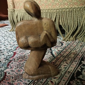 Modernist Mother an Child Wood Carving