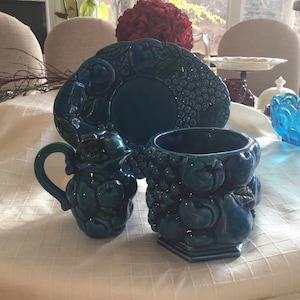 Vintage Retro Inarco Indigo Blauer Trauben- und Fruchtentwurf