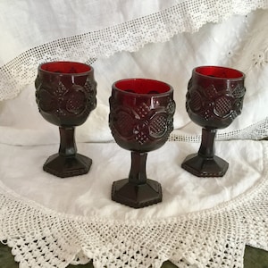 Ruby Red Cape Vintage Avon Cape Cod 4” goblet Wine  Set of 3