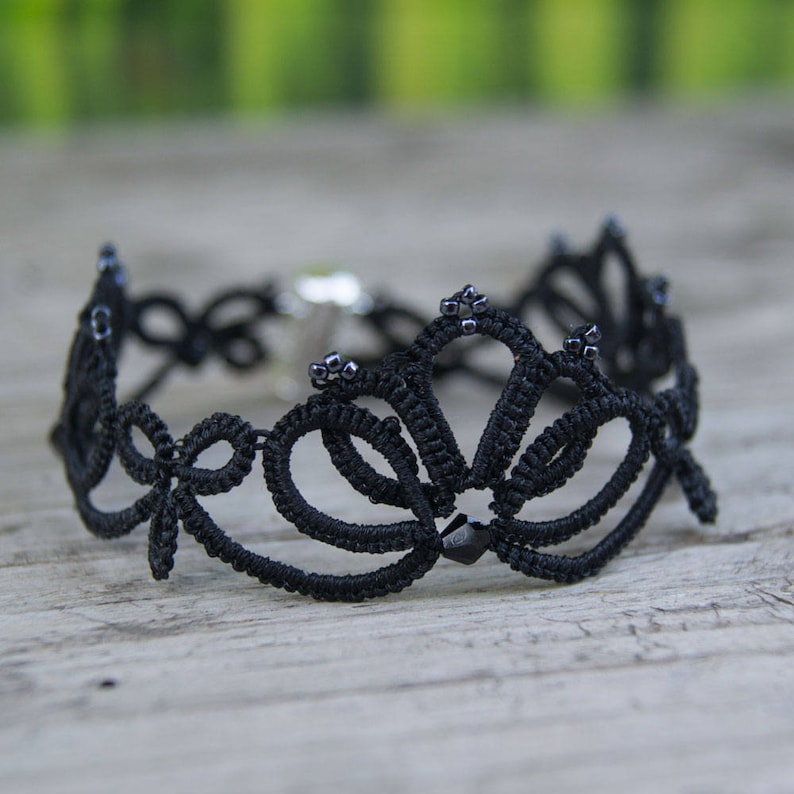 Tatting lace necklace Witchy jewelry Mourning Jewelry Black necklace Black Crystal Statement necklace