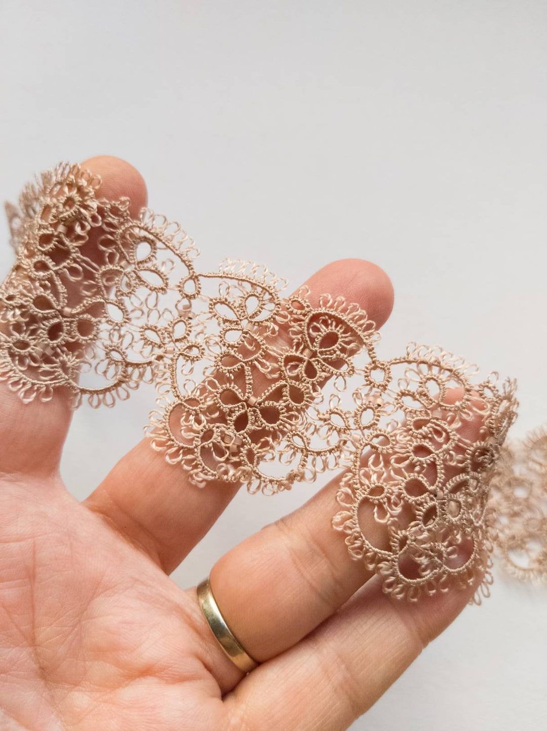 Handmade Gold Lace Choker, Delicate Tatting Choker, Vintage Style Lace