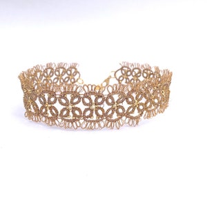 Delicate Gold Lace Tatting Choker - A Perfect Gift for Her, Romantic Vintage Style Lace Jewelry for Women, Intricate Frivolite Lace