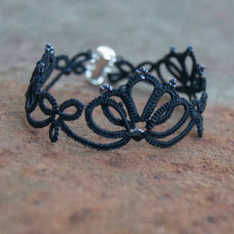 Tatting lace necklace Witchy jewelry Mourning Jewelry Black necklace Black Crystal Statement necklace