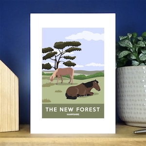 Carte de voeux portrait New Forest Hampshire. Plus de 500 au choix.
