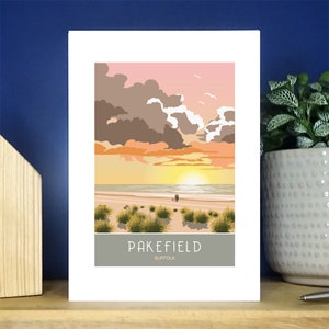 Pakefield-strandzonsopgang, Lowestoft, Suffolk. A6-wenskaart. Meer dan 500 om uit te kiezen.
