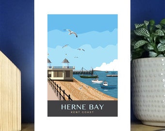 Herne Bay Seafront 2016 Tarjeta de felicitación de retrato. Más de 500 para elegir.