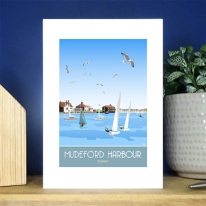 Mudeford-haven, Christchurch, Dorset. A6-wenskaart portret. Meer dan 500 om uit te kiezen.
