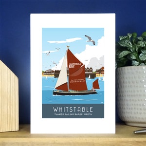 Greta Whitstable Harbour and Seafront portrait A6 Greetings Card. Over 500 to choose from.