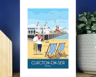 Clacton on Sea Pier Portrait Greetings Card. Over 500 to choose from.