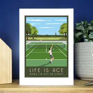 Das Leben ist Ass. Herren Tennis Einzel, Grass Platz, A6 Geschenk, Grußkarte. Über 500 zur Auswahl.