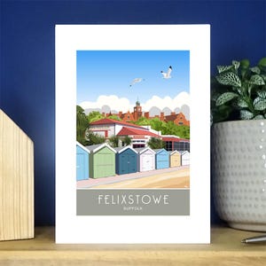 Spa Pavilion, Harvest House, Felixstowe, Suffolk, biglietto d'auguri verticale A6, poster di viaggio