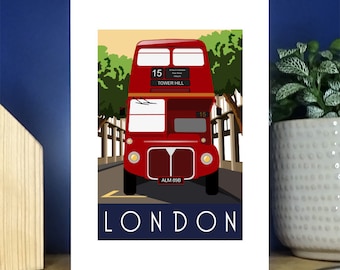 London Bus Daytimet-groetkaart. Meer dan 500 om uit te kiezen.