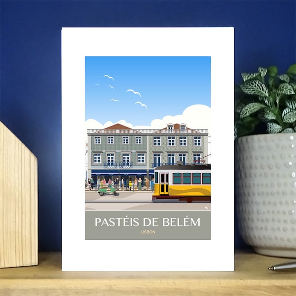 Pasteis de Belem, Lisbon, Portugal Portrait. A6 Blanc  Portrait Greetings Card.