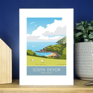 Südküste von Devon. Hochformat A6 Grußkarte. Über 500 zur Auswahl.