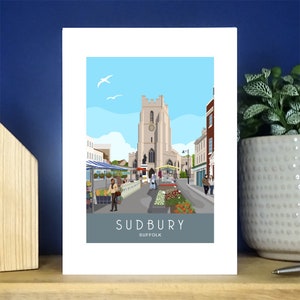 Sudbury, Suffolk, Greetings Card. A6 Portrait Greetings Card