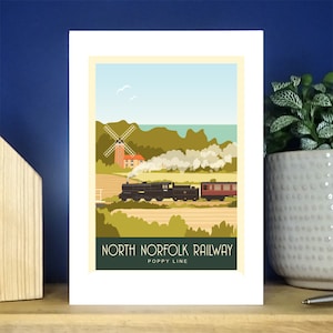 NNR Poppy Line, North Norfolk. Eisenbahn. A6 Hochformat Grußkarte. Über 500 zur Auswahl.